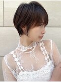 ナチュラルショート×透明感グレージュ