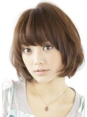 ふんわりボブ/小顔ヘア/厚めバング/伸ばしかけ/イメチェン