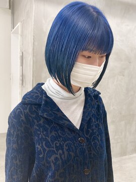 スー 渋谷(suu) ブルーブラックネイビーブルーケアブリーチダブルカラー