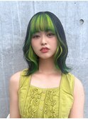 ハイトーンフェイスフレーミングライムグリーン10代20代