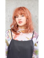 ヴァンカウンシル 松本店(VAN COUNCIL)&nbsp;オレンジカラーが可愛いミディアムヘア