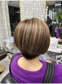 大人可愛い小顔前下がりワンサイドショートボブカット20代30代