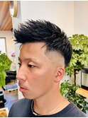 爽やか短髪【スパイキーショート】アップバング/フェードカット