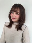 斜めバングココアベージュくびレイヤーミディp1北浦和20代30代