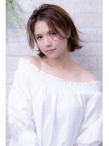 ヘアーアートシフォン 川口東口店(hair art chiffon)&nbsp;耳かけ&ウェーブパーマでフォギーベージュのイメチェンボブ