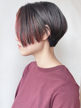 モリオフロムロンドン 原宿本店(morio from London) 【morio 原宿】ハンサムショート　インナーカラーレッド