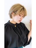 大人ショートボブ丸み前浅がりワンサイドショートボブハイライト