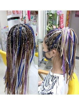 エクステ専門店ミキ 横浜店(MIKI) 全頭ブレイズエクステ★パープル白青ブラウンベージュ♪