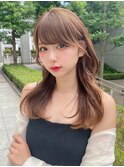 小顔流し前髪カット顔まわり大人可愛いミディアムセミロング