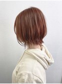外はねショートボブ×イルミナサンセットピンク