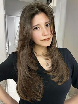 サイン 表参道(SIGN) ミディアムヘアグレージュカラーデザインカラーシルキーベージュ