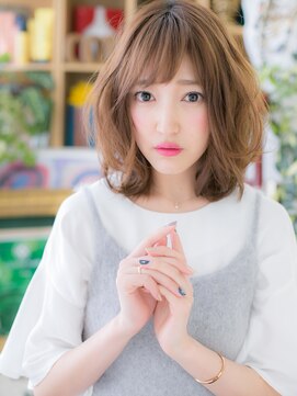 カバーヘア ブリス 志木南口駅前店(COVER HAIR bliss) 斜めバングインナーハイライトくせ毛風ミディc7志木20代30代40代