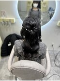 ねじりハーフアップ