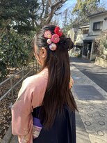 リノ 吉祥寺(Lino kichijoji)&nbsp;卒業式着物スタイル　ハーフアップ