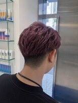 エアー 銀座タワー(AIR)&nbsp;赤髪チェリーレッドダブルカラーツーブロックメンズカット