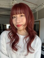 ナループロアポンテ(Nalu pu loa PONTE)&nbsp;ロングウルフレイヤーカット暖色カラーレッドブラウン赤カラー