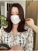 大人可愛い韓国こなれミディ顔まわりカット美髪ネビージュ