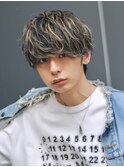 メンズハイライトマッシュ無造作ソフトツイストパーマメッシュ
