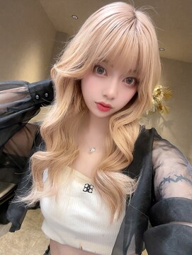 ロンド レア 天神大名店(Lond Le’a) ホワイトブロンド/外ハネボブ/美髪/ワイドバング/ブルーブラック