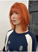 レイヤーカット×オレンジカラー