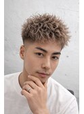 【渋谷　メンズ　緩めツイスパ×ハイトーン】メンズショート