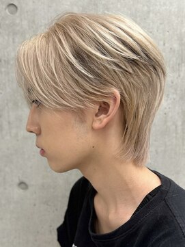 サンクマーケット 渋谷(cinq MARKET) 渋谷メンズブリーチカラーミルクティーベージュセンターパート