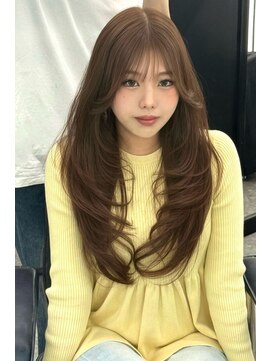 ランズ アネックス 梅田(LANDS ANNEX) ベージュブラウンで前髪ありレイヤーカット 【大阪 梅田】