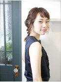 セミロングアレンジ★編み込みまとめ髪★２次会などのお出掛けに