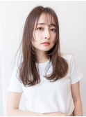 20代30代大人可愛い斜めバンググレージュカラー/レイヤーカット