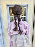 ＊ 浴衣に合わせた個性派アレンジ◎ツイン編み下ろし