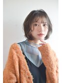 西梅田/ショートレイヤーボブ透明感赤みなしオリーブグレージュ