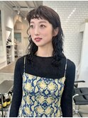 セミロング×スパイラルパーマ