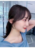 黒髪韓国小顔レイヤーイメチェン暗めオリーブグレークラゲヘアー