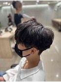 メンズツーブロック刈り上げマッシュニュアンスパーマ