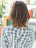 ★くすみベージュアッシュ小顔くびれヘア外ハネロブ20代30代★1!