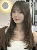 黒髪/オリーブグレー/小顔に見せるヘア/ココアベージュ/レイヤー
