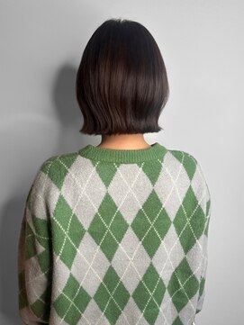 大人ブラウンくびれボブボブスタイルレイヤーボブ小顔