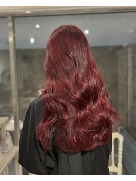 ブリーチなし暖色系◎艶感カシスレッド/ボルドーで大人可愛い