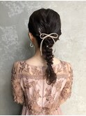 編み下ろしヘアセット結婚式お呼ばれヘアセットダウンスタイル