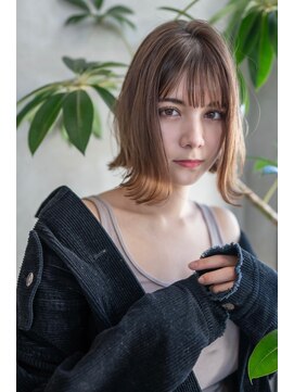 オースティン 門前仲町(AUSTIN) 大人かわいい前髪セシルカットココアブラウンフリンジウェーブ