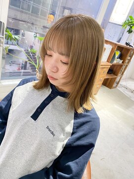 S4ヘアープロデュース(S4 hair produce) 【S4】切りっぱなしボブウルフ　× ベージュ