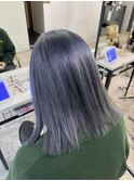 ブルーシルバー小顔カットワンレンボブケアブリーチ所沢韓国