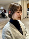大人ボブ大人ショートボブ切りっぱなしボブ前髪あり前下がりボブ