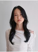 ★韓国ヘアレイヤーカットホワイトグレージュ顔周り広島黒髪