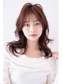 チョコグレージュ/20代30代大人かわいい/ミディアムレイヤー