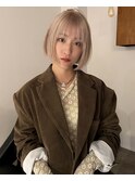 ハイトーンボブ ブロンドボブ 切りっぱなしボブ　ショートボブ