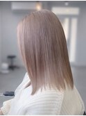 レイヤーカットミルクティーベージュブリーチなしダブルカラー