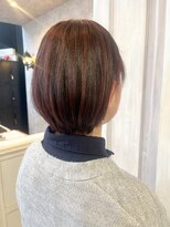 キャアリー(Caary)&nbsp;福山美容室Caaryハイライト髪質改善ダブルカラーミディアムボブ
