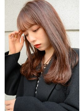 トローノ 栄(TRONO) 20代30代40代◎韓国人風ワンカールロングヘア/春ピンクカラー