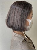 グラデーションボブ/前下がり/内巻きワンカール/グレージュ